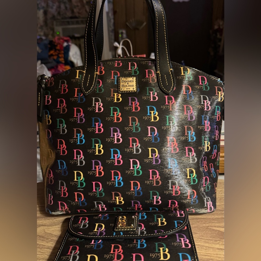 Dooney and Bourke 1975 Signature Collection Purse & Matching Wallet